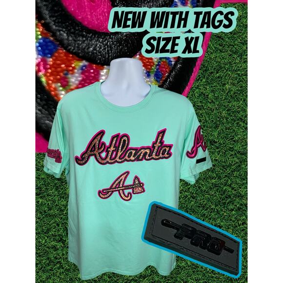 NEW Atlanta Braves Pro Standard Shirt Size XL Mint / Pink - Picture 1 of 10